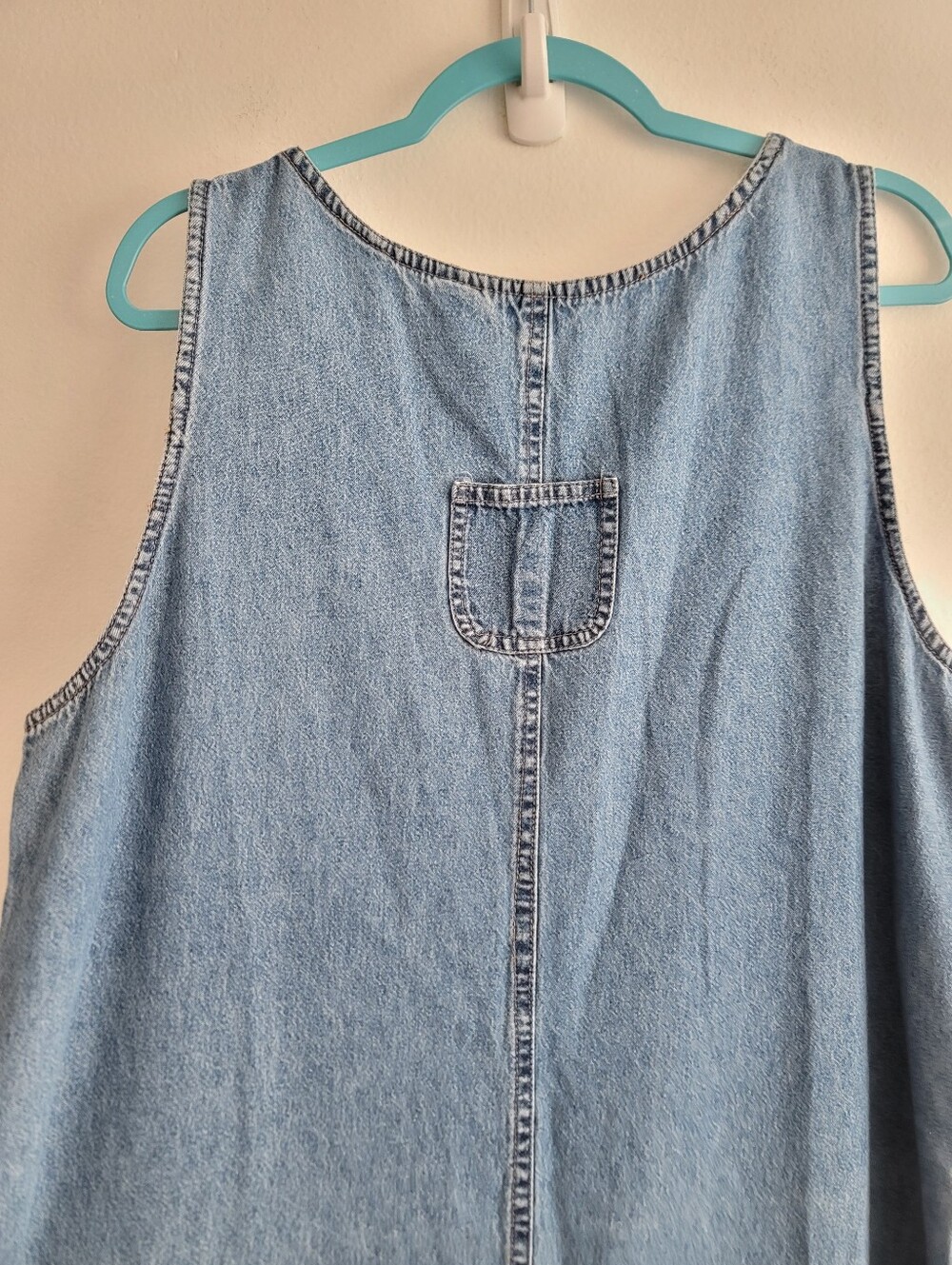 VTG Denim Jumper Dress 1X Maxi Farmhouse Country Agapo Petite Overall Sleeveless - Picture 5 of 7
